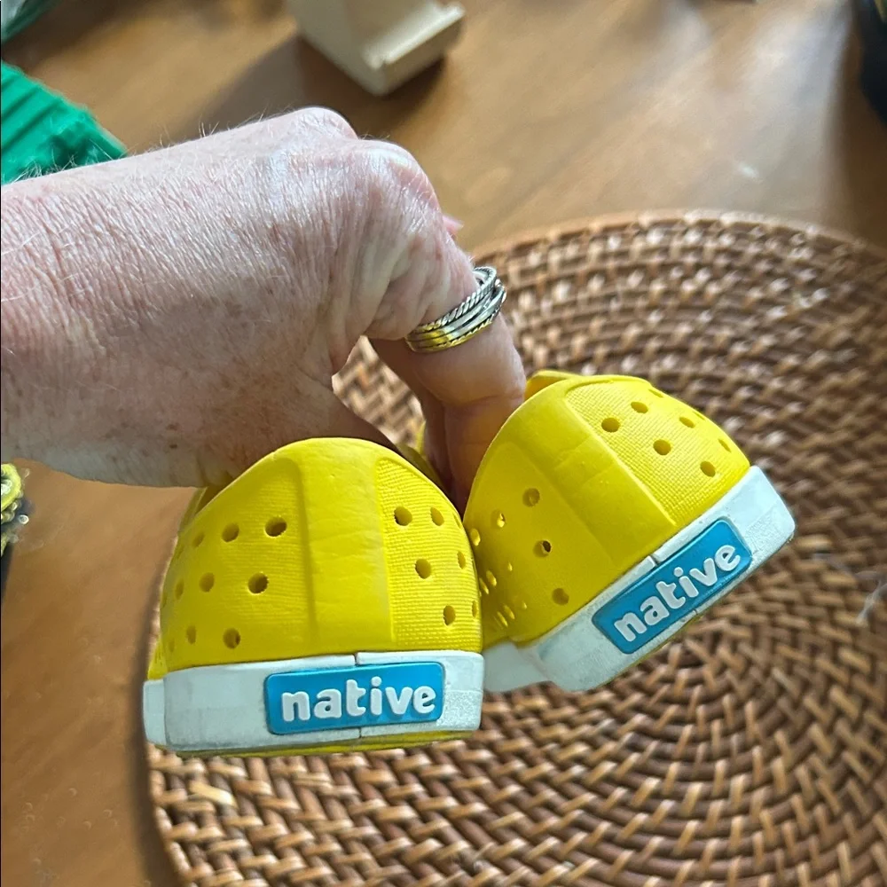 Native Kids Bright Yellow Slip-On Water Shoes with White Toe